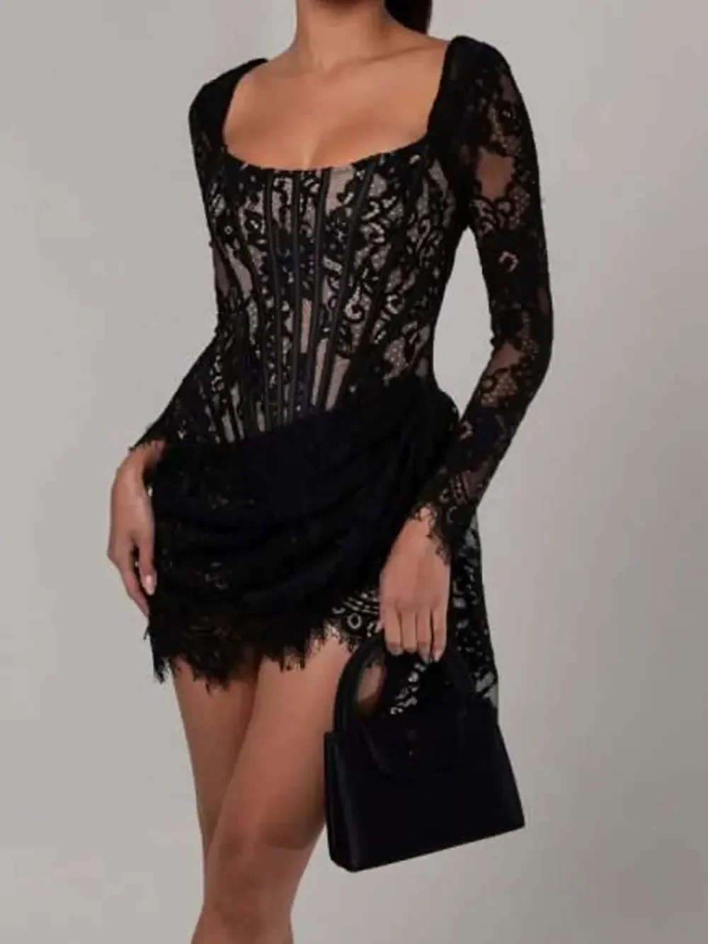 2024 New Luxury Sexy Asymmetric Lace Dress Women O-neck Long Sleeve Bodycon Lace Mini Dresses Evening Club Party Vestidos
2024 New Luxury Sexy Asymmetric Lace Dress Women O-neck Long Sleeve Bodycon Lace Mini Dresses Evening Club Party Vestidos