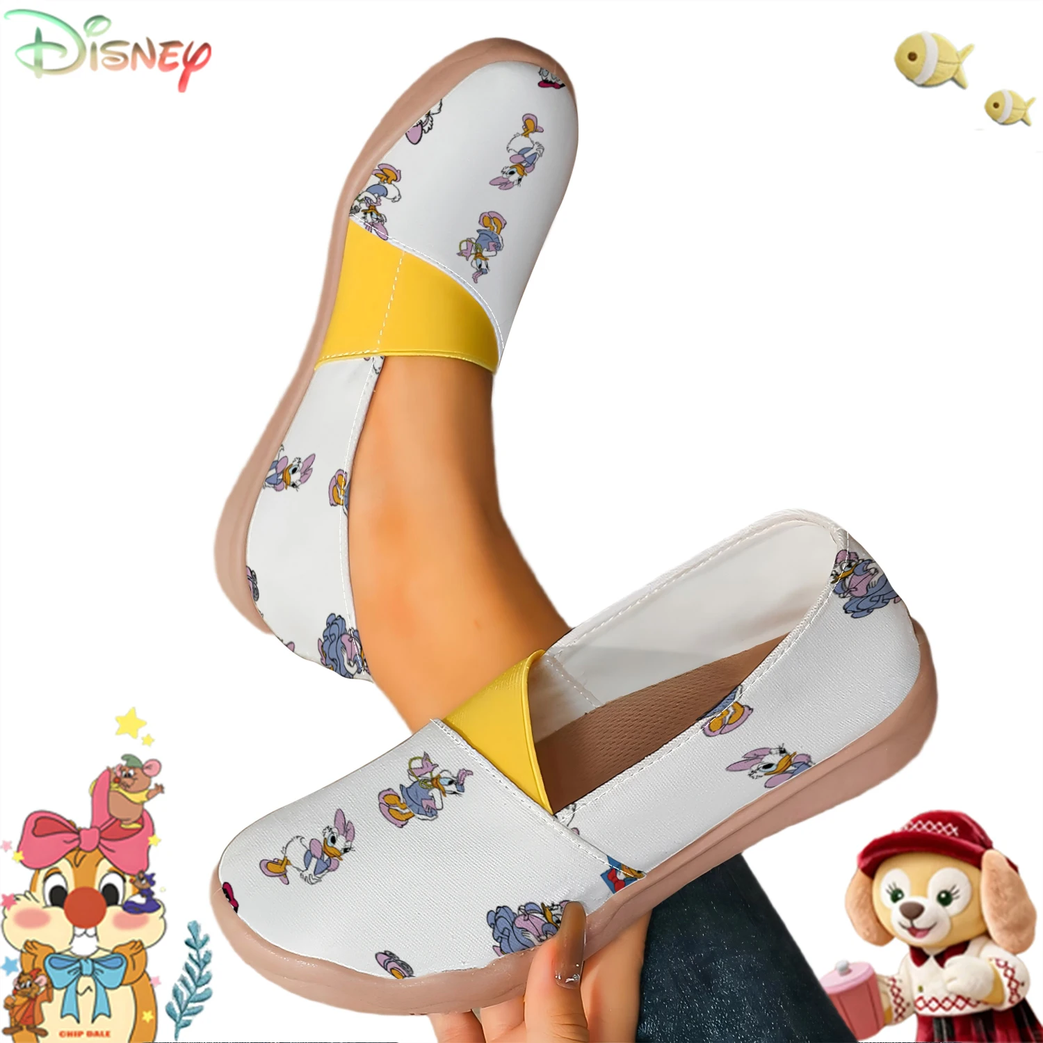Women's White Daisy Duck Cartoon Print Slip-On Canvas Shoes, Lightweight Non-Slip Casual Loafers
Women's White Daisy Duck Cartoon Print Slip-On Canvas Shoes, Lightweight Non-Slip Casual Loafers