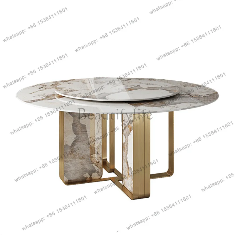 Italian light luxury rock slab round dining table with turntable household small apartment
Italian light luxury rock slab round dining table with turntable household small apartment