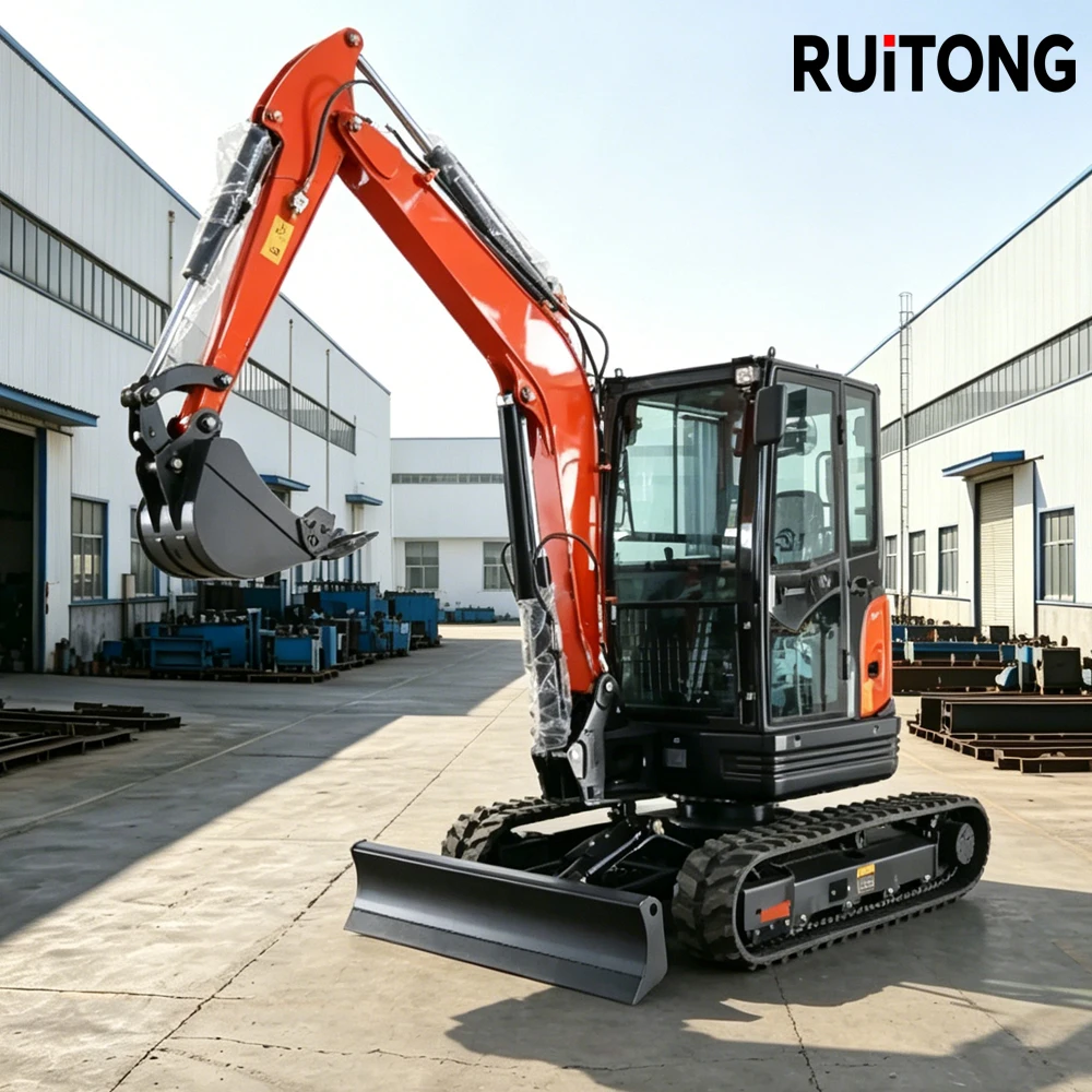 Professional grade compact excavator with rubber tracks suitable for garden and farm operations
Professional grade compact excavator with rubber tracks suitable for garden and farm operations