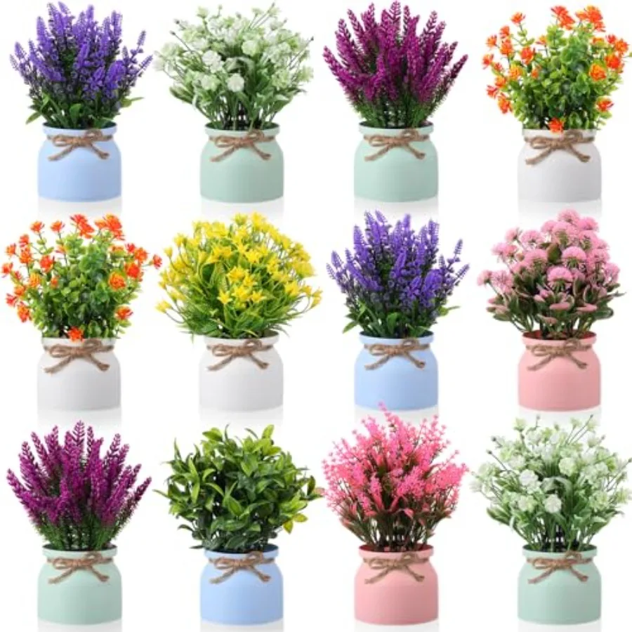 12 Pcs Large Artificial Potted Flowers for Home Decor, Vintage Plastic Faux Plants in Pots, Indoor Outdoor Use on Desk Tabletop
12 Pcs Large Artificial Potted Flowers for Home Decor, Vintage Plastic Faux Plants in Pots, Indoor Outdoor Use on Desk Tabletop