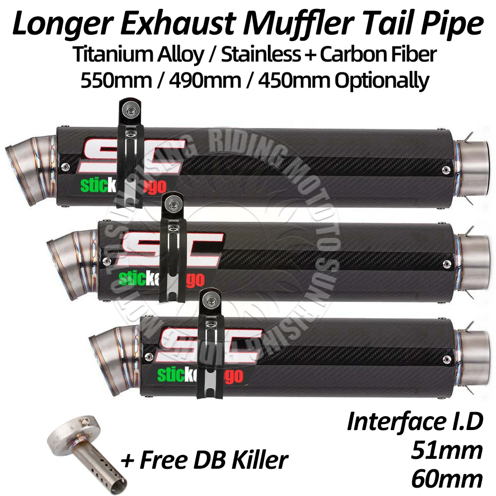Longer 51mm 60mm Interface Titaniium Alloy sc Motorcycle Exhaust Muffler Escape for Motorcycle Exhaust Modified Universal Parts
Longer 51mm 60mm Interface Titaniium Alloy sc Motorcycle Exhaust Muffler Escape for Motorcycle Exhaust Modified Universal Parts