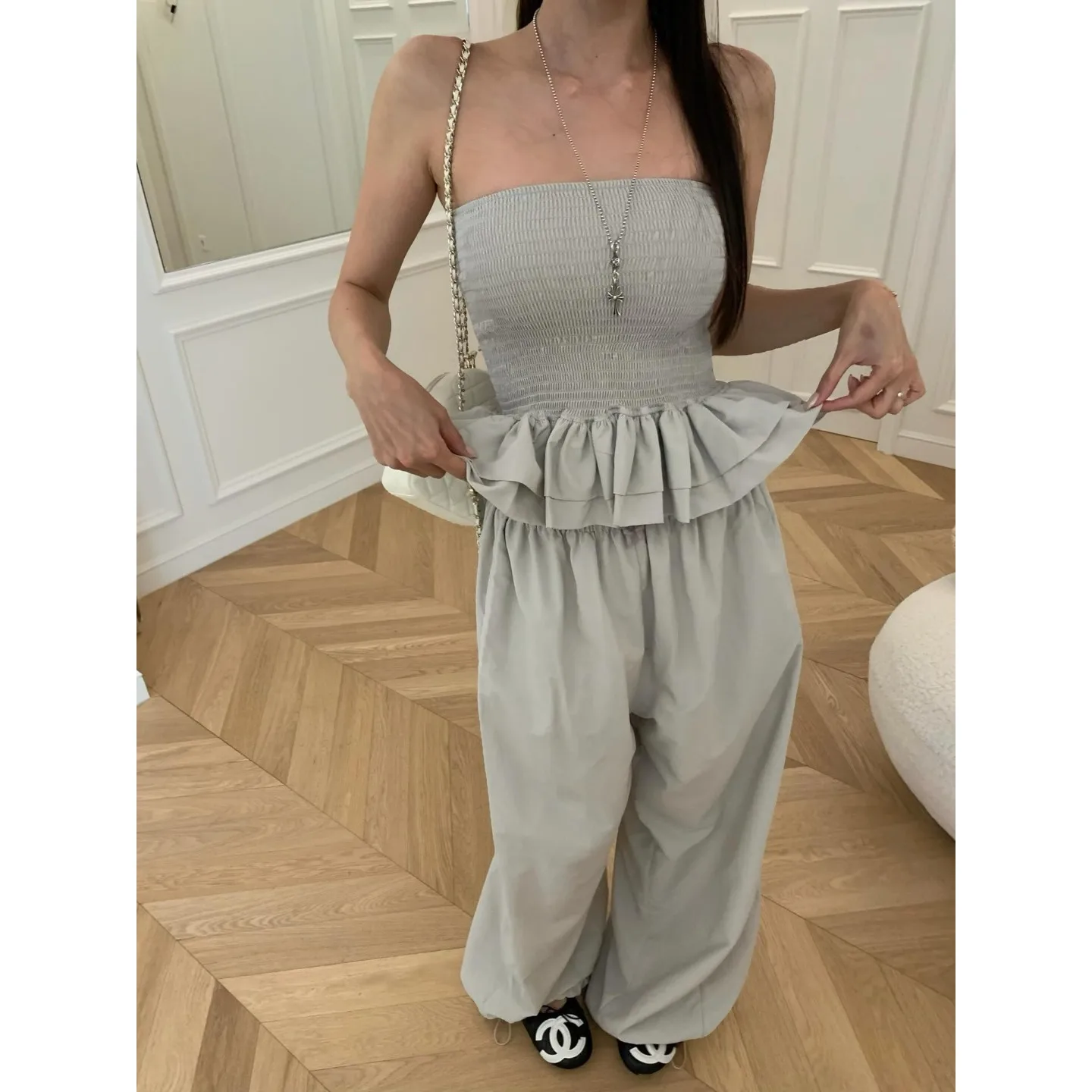 Summer 2026 High Waist Wide Leg Casual Pants Women's Fashion Set Chic Floral Lace Bustier Pants High Waist Loose Fit Trousers
Summer 2026 High Waist Wide Leg Casual Pants Women's Fashion Set Chic Floral Lace Bustier Pants High Waist Loose Fit Trousers