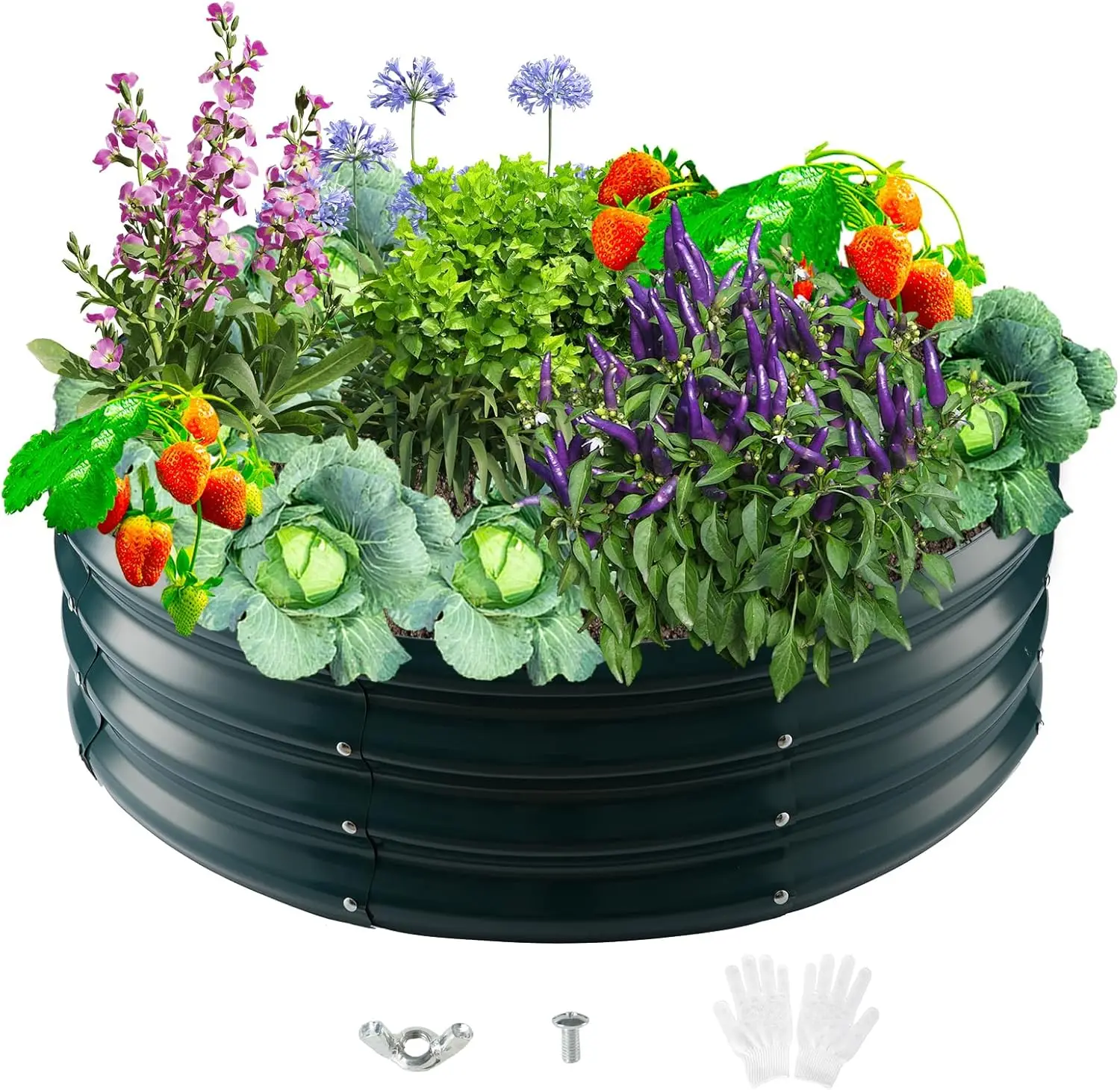 Round Steel Raised Garden Bed, 36x12 Inch Dark Green, Durable Painted Metal Planter for Vegetables, Herbs, Flowers, Trees
Round Steel Raised Garden Bed, 36x12 Inch Dark Green, Durable Painted Metal Planter for Vegetables, Herbs, Flowers, Trees
