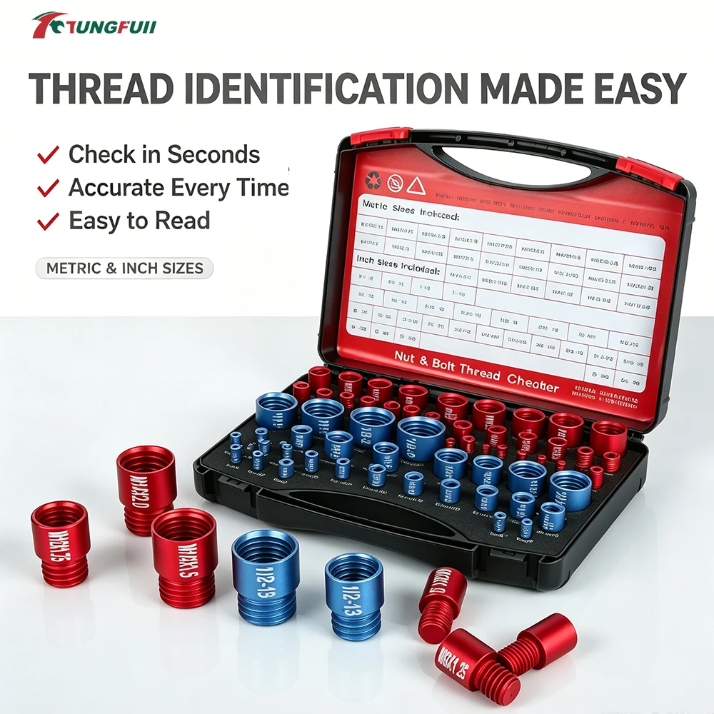 52-Piece Nut And Bolt Thread Identifier Gauge Kit Aluminum Alloy Screw Size Checker for Metric & Standard Inch Auto Repair
52-Piece Nut And Bolt Thread Identifier Gauge Kit Aluminum Alloy Screw Size Checker for Metric & Standard Inch Auto Repair