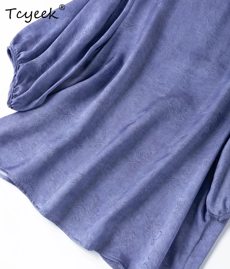 Tcyeek 100% Real Silk Blouses Fashion Womens Tops 20MM Silk Summer Clothes Loose Lantern Sleeve Blouse Woman Clothes Топ Женский
Tcyeek 100% Real Silk Blouses Fashion Womens Tops 20MM Silk Summer Clothes Loose Lantern Sleeve Blouse Woman Clothes Топ Женский