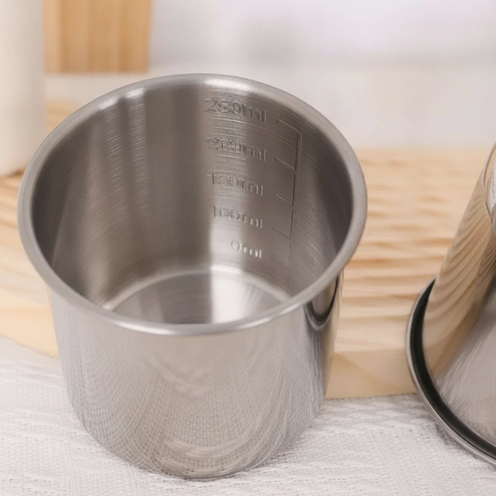250/350ML 304 Stainless Steel Measuring Cup Mini with Scale Rustproof Rice Container Cups Anti-fall Baking Container Bar
250/350ML 304 Stainless Steel Measuring Cup Mini with Scale Rustproof Rice Container Cups Anti-fall Baking Container Bar