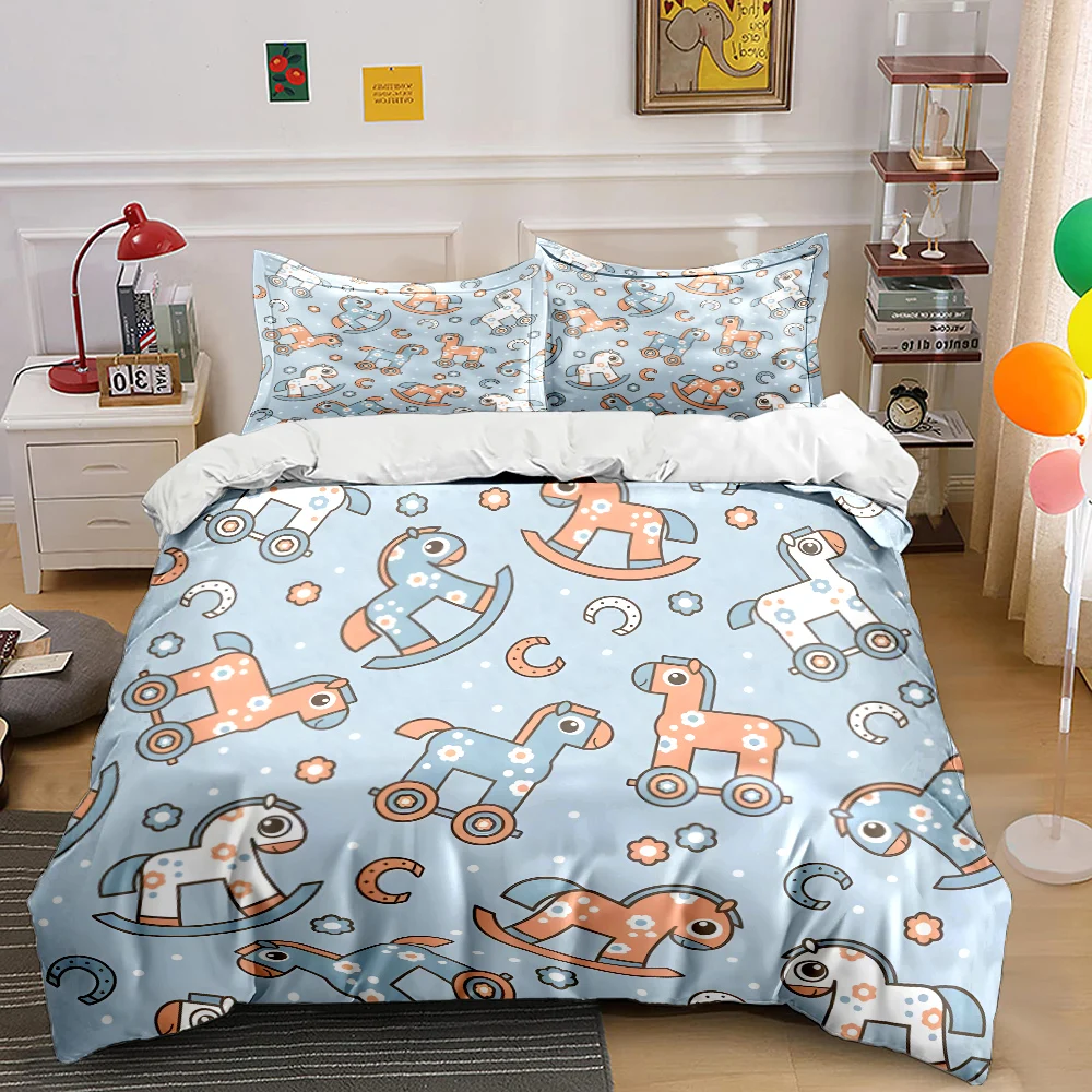Cartoon Toy horses and flower Pattern Duvet Cover Set Digital Print Colorful Polyester Bedding with Zipper Closur for kids gifts
Cartoon Toy horses and flower Pattern Duvet Cover Set Digital Print Colorful Polyester Bedding with Zipper Closur for kids gifts