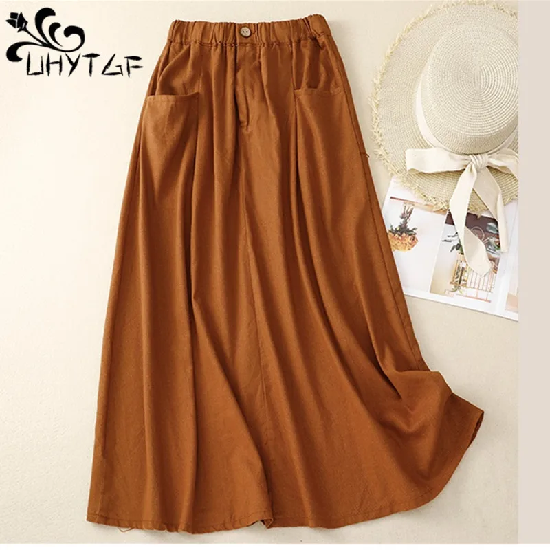 UHYTGF Elastic High Waist Summer Skirt Woman Vintage Literary Cotton Linen Half Skirt Female Loose A-Line Large Swing Skirts 355
UHYTGF Elastic High Waist Summer Skirt Woman Vintage Literary Cotton Linen Half Skirt Female Loose A-Line Large Swing Skirts 355