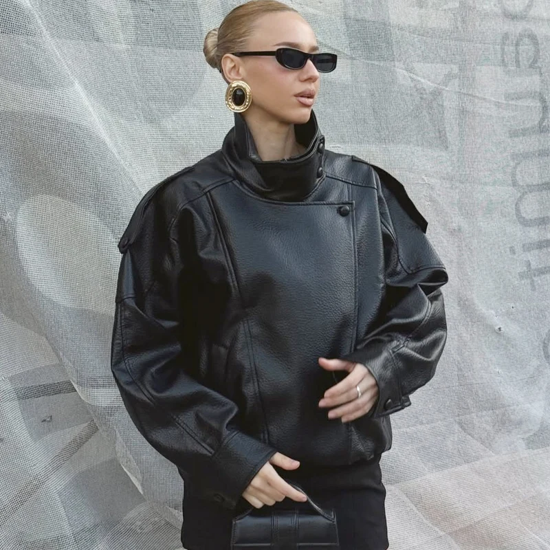 Women's Jacket Black Pu Leather Jacket Long Sleeve Top Female Autumn 2025 New In Jackets & Coats Street Zip-Up Jacket Streetwear
Women's Jacket Black Pu Leather Jacket Long Sleeve Top Female Autumn 2025 New In Jackets & Coats Street Zip-Up Jacket Streetwear