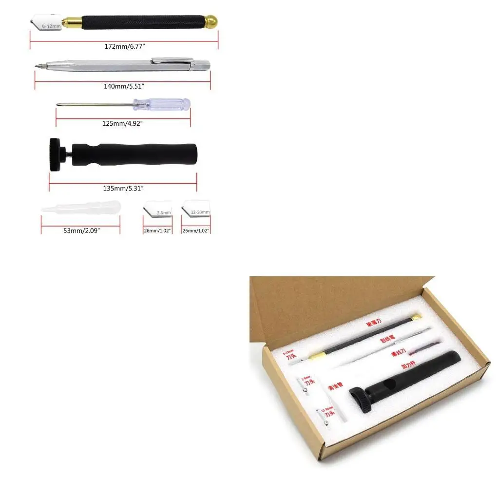 652F Glass Cutter Tool Set 2mm-20mm Lightweight Pencil Oil Feed Tip for Tiles Mirror Stained Glass Cutting Hand Tools
652F Glass Cutter Tool Set 2mm-20mm Lightweight Pencil Oil Feed Tip for Tiles Mirror Stained Glass Cutting Hand Tools