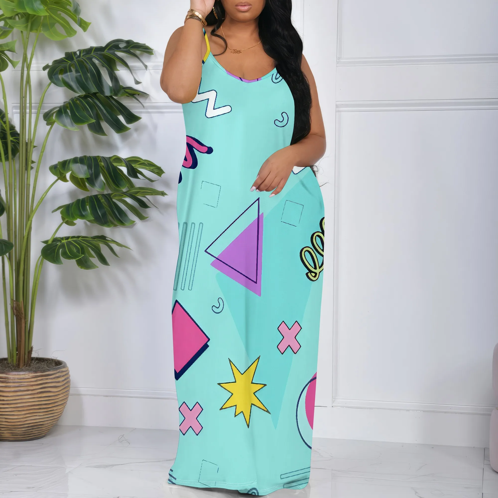 Womens Sexy Casual Dresses for Curvy Women 3D Printed halterneck dress Short Sleeve Loose Maxi Dress
Womens Sexy Casual Dresses for Curvy Women 3D Printed halterneck dress Short Sleeve Loose Maxi Dress