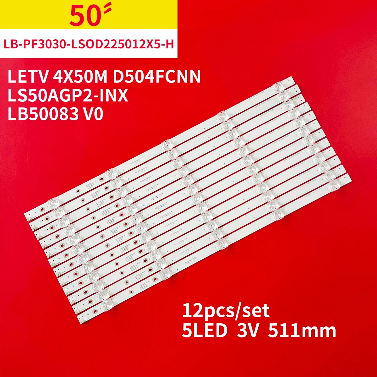 Оригинальная Светодиодная лента 12 шт./1 комплект, 5 ламп для подсветки Letv 50 "TV, 4x50 м, D504FCNN, фонарь, LB50083 V0
Оригинальная Светодиодная лента 12 шт./1 комплект, 5 ламп для подсветки Letv 50 "TV, 4x50 м, D504FCNN, фонарь, LB50083 V0