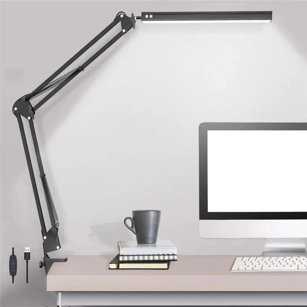 Adjustable Swing Arm Desk Lamp with Clamp Dimmable Desk Light 3 Colors 10 Brightness for Home Office Eye-Caring Reading Lighting
Adjustable Swing Arm Desk Lamp with Clamp Dimmable Desk Light 3 Colors 10 Brightness for Home Office Eye-Caring Reading Lighting