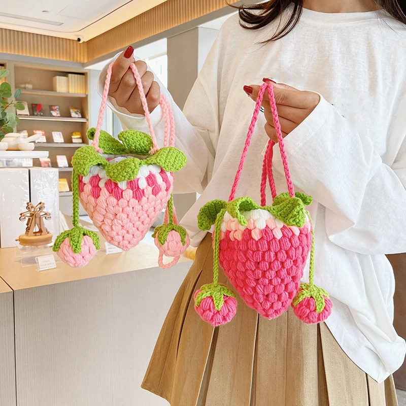 Women‘s Cute Strawberry Bag Mini Fruit Deign Crossbody Bags Handmade Knitting Handbags Outdoor Shopping Hiking Drawstring Pocket
Women‘s Cute Strawberry Bag Mini Fruit Deign Crossbody Bags Handmade Knitting Handbags Outdoor Shopping Hiking Drawstring Pocket