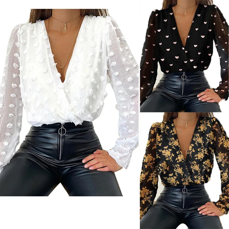 Elegant Women's Blouse Tops Autumn White Jacquard Deep V-long Sleeved Chiffon Shirt Blusaa Mujer Moda 2024 Camisas De Mujer
Elegant Women's Blouse Tops Autumn White Jacquard Deep V-long Sleeved Chiffon Shirt Blusaa Mujer Moda 2024 Camisas De Mujer