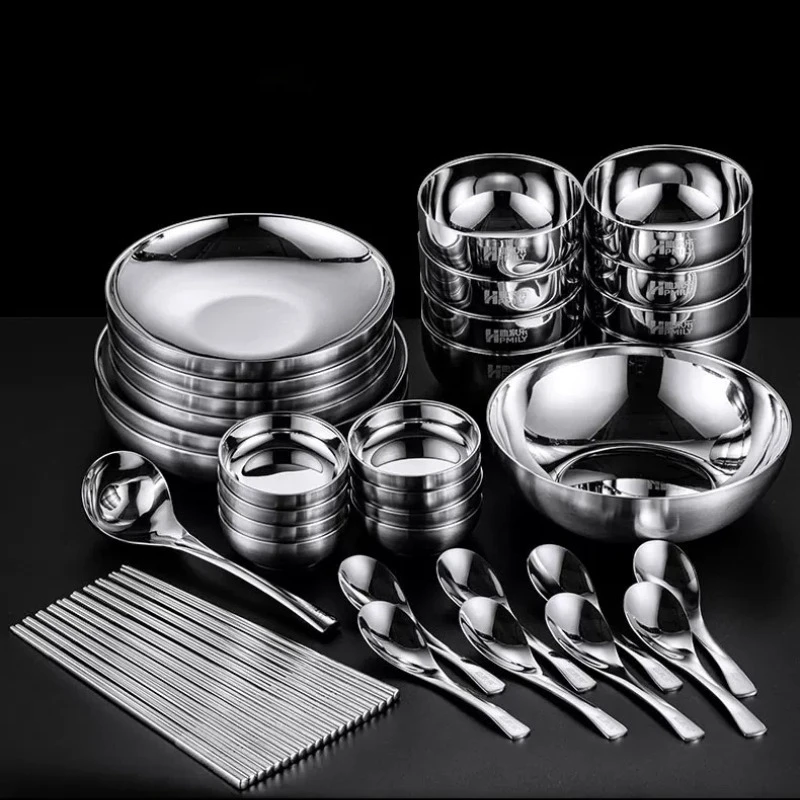 LMM stainless steel tableware plate set, vegetable plate spoon chopsticks with bag
LMM stainless steel tableware plate set, vegetable plate spoon chopsticks with bag