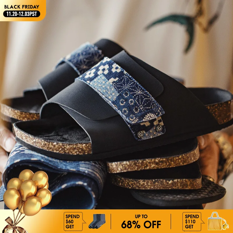 Maden Vintage Color-Block Print Mules Men Summer Cork Sole Slide-On Sandals with Hook and Loop Closure Breathable Outdoor Shoes
Maden Vintage Color-Block Print Mules Men Summer Cork Sole Slide-On Sandals with Hook and Loop Closure Breathable Outdoor Shoes