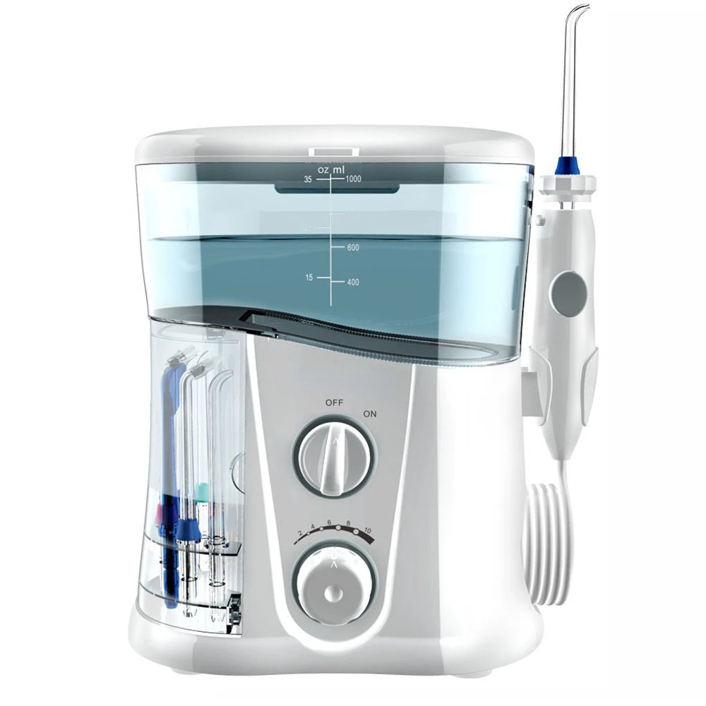 1000ml Electric Oral Irrigator Teeth Cleaner Care Dental Flosser SPA Water Flosser with Adjustable Pressure+ 7 Pcs Jet
1000ml Electric Oral Irrigator Teeth Cleaner Care Dental Flosser SPA Water Flosser with Adjustable Pressure+ 7 Pcs Jet