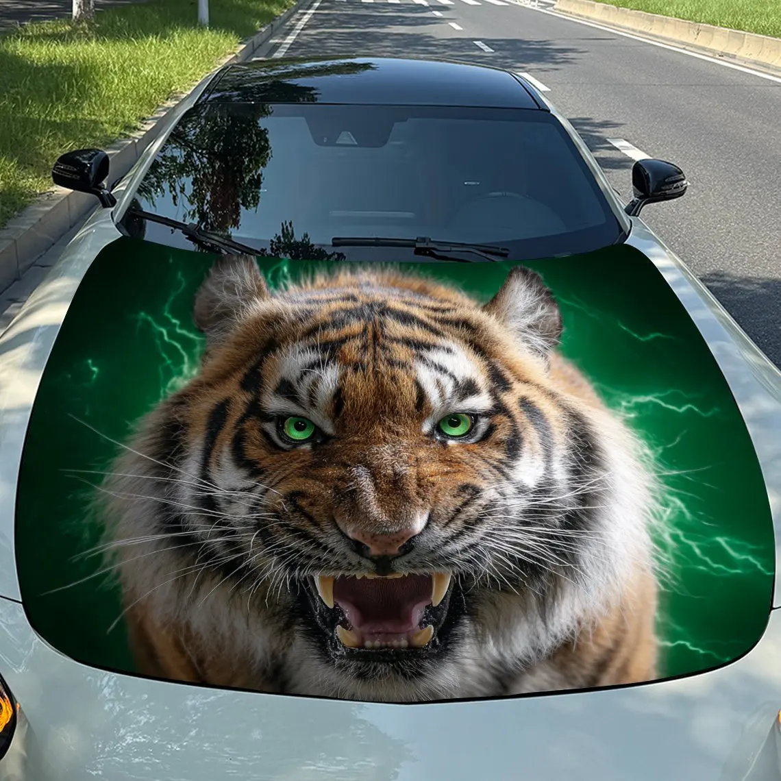 Green Lightning White Tiger Car Vinyl Wrap - Durable PVC Bonnet Graphic Sticker For Enhanced Vehicle Aesthetics, Automotive Exte
Green Lightning White Tiger Car Vinyl Wrap - Durable PVC Bonnet Graphic Sticker For Enhanced Vehicle Aesthetics, Automotive Exte