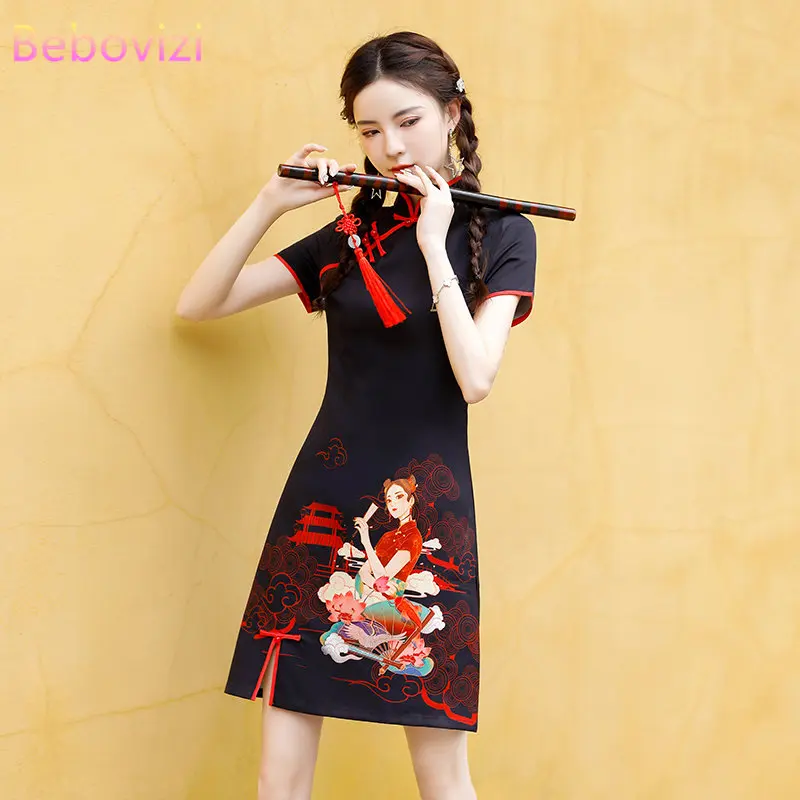 Black National Tide Girl Printed Cheongsam 2022 Summer New Improved Chinese Style Traditional Qipao Dress Plus Size 4XL
Black National Tide Girl Printed Cheongsam 2022 Summer New Improved Chinese Style Traditional Qipao Dress Plus Size 4XL
