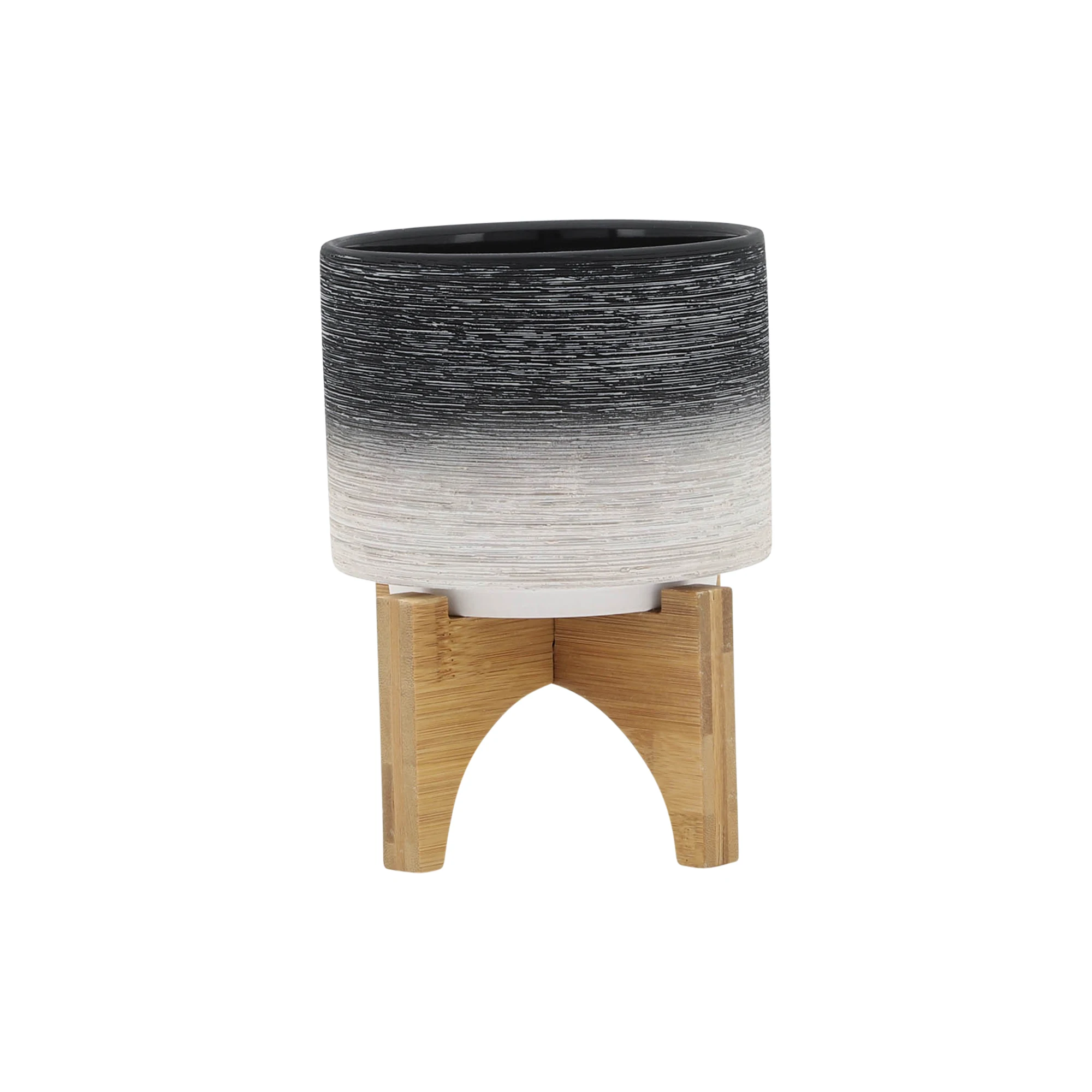 CERAMIC 5" PLANTER ON WOODEN STAND, GRAY
CERAMIC 5" PLANTER ON WOODEN STAND, GRAY