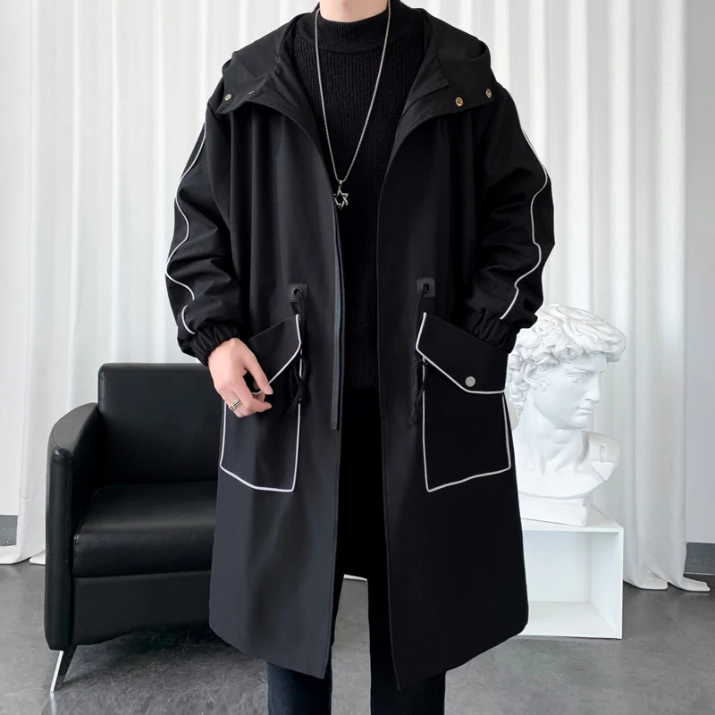 Autumn Men's Trench Solid Color Oversized Long Jacket Nice Fashion Big Pocket Hooded Trench Coats Male Clothing
Autumn Men's Trench Solid Color Oversized Long Jacket Nice Fashion Big Pocket Hooded Trench Coats Male Clothing
