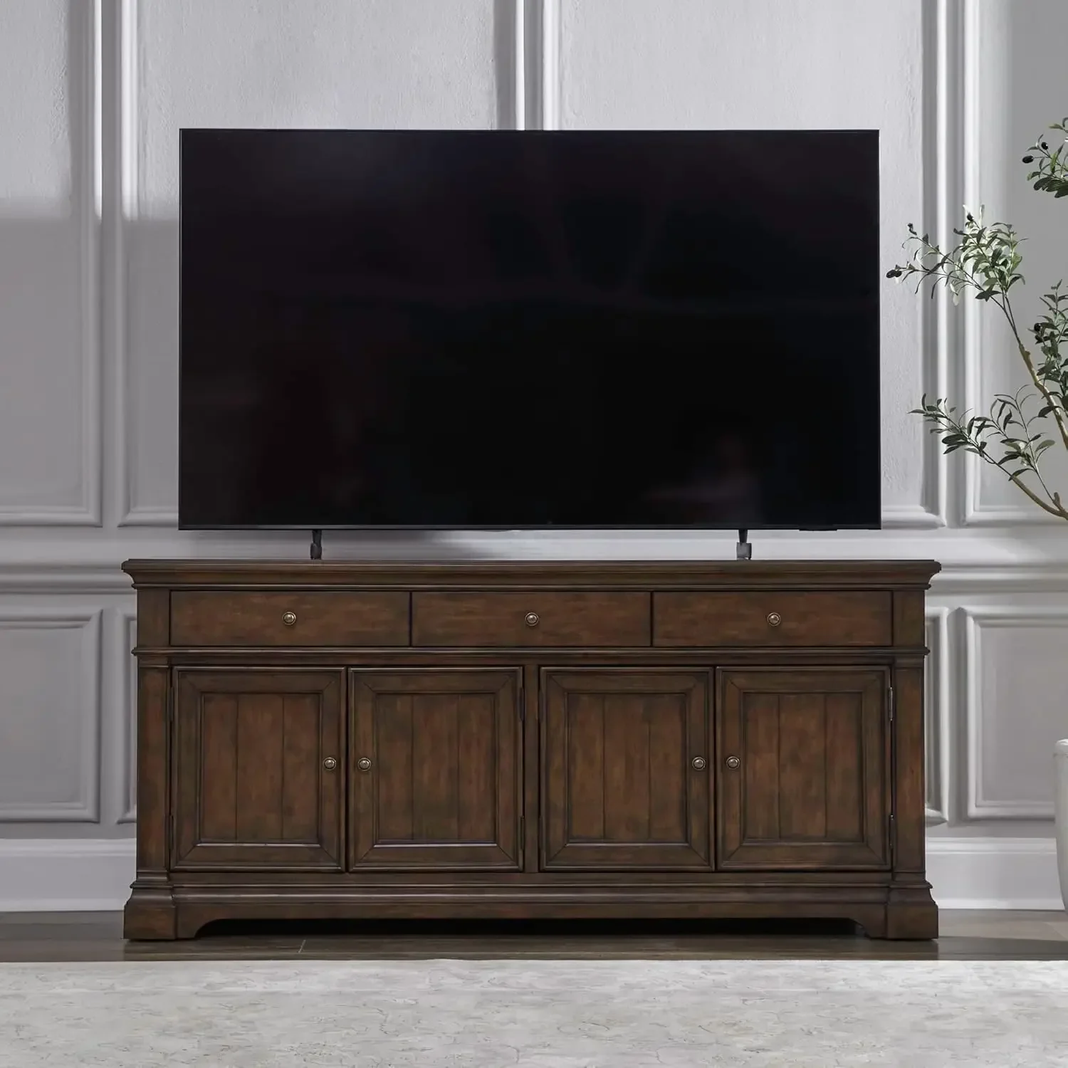 74 Inch Tv Console With 3 Drawers 4 Doors Satin Cherry
74 Inch Tv Console With 3 Drawers 4 Doors Satin Cherry
