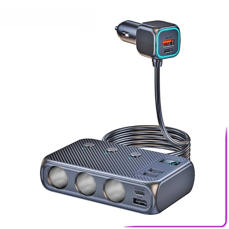 C29 High-power Car QC Fast Charging PD Charger,Front Rear Row Same Time Charging Smoke Hole Measurement Voltage Atmosphere Light
C29 High-power Car QC Fast Charging PD Charger,Front Rear Row Same Time Charging Smoke Hole Measurement Voltage Atmosphere Light