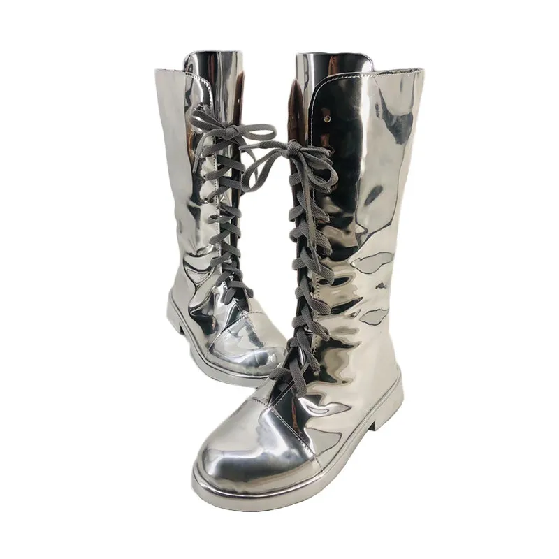 Fashion Silver Metallic Kids Runway Shoes Custom Stage Performance Boots Space Theme Model Show Footwear
Fashion Silver Metallic Kids Runway Shoes Custom Stage Performance Boots Space Theme Model Show Footwear