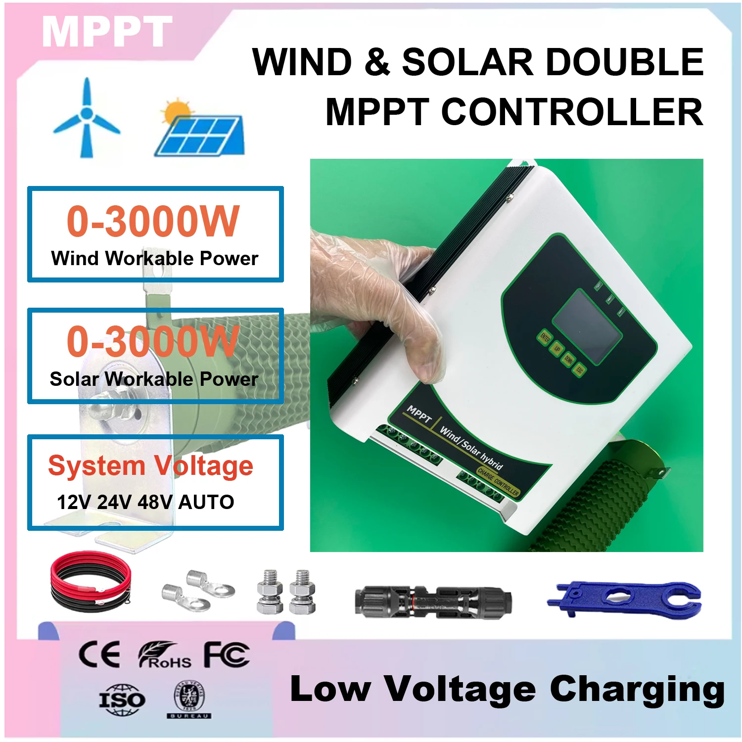 2KW 2500W 1500W 12V 24V 48V MPPT Hybrid Solar Controller Wind Turbine Battery wifi Dump Load LCD Display Lifepo4 All Battery
2KW 2500W 1500W 12V 24V 48V MPPT Hybrid Solar Controller Wind Turbine Battery wifi Dump Load LCD Display Lifepo4 All Battery