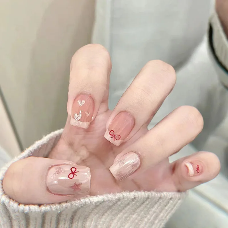 24pcs Short Ballet Press on Fake Nails Sets Bow Pattern Square False Nail Tips Pink French with Love Star Design Stick on Nails
24pcs Short Ballet Press on Fake Nails Sets Bow Pattern Square False Nail Tips Pink French with Love Star Design Stick on Nails