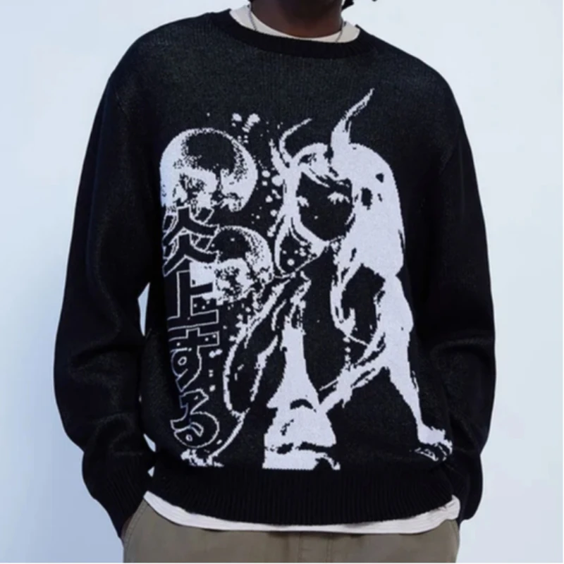 Gothic Men's Vintage Knitting Sweater Anime printing Winter Unisex Hip Hop Streetwear Loose Punk Warm Pullover Streetwear Y2K
Gothic Men's Vintage Knitting Sweater Anime printing Winter Unisex Hip Hop Streetwear Loose Punk Warm Pullover Streetwear Y2K