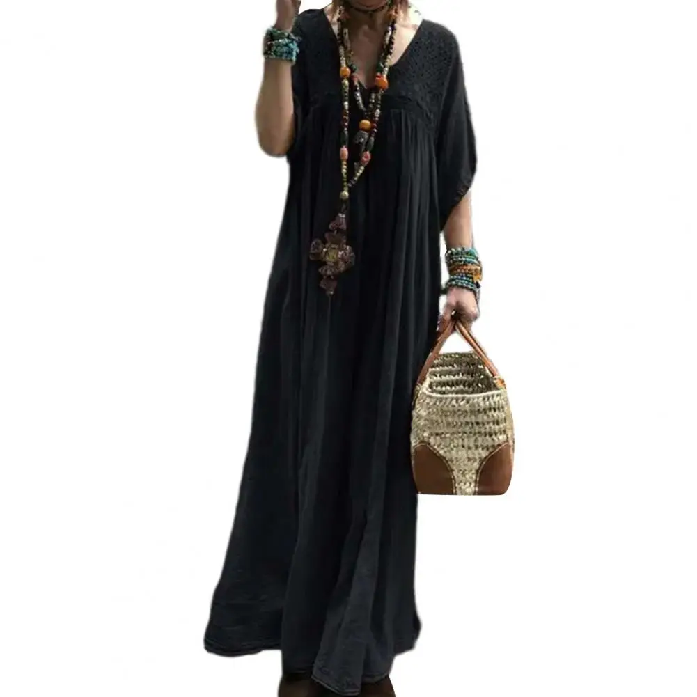 Cotton Blend Lace Dress with V Neck Horn Sleeves Vintage Pleated Summer for Women vestidos verano moda 2024
Cotton Blend Lace Dress with V Neck Horn Sleeves Vintage Pleated Summer for Women vestidos verano moda 2024