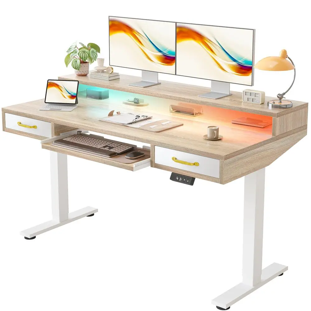 Standing Desk with Two Drawers, Stand Standing Desk Adjustable Height, Electric Sit Stand Table with Storage Shelf and Splic
Standing Desk with Two Drawers, Stand Standing Desk Adjustable Height, Electric Sit Stand Table with Storage Shelf and Splic