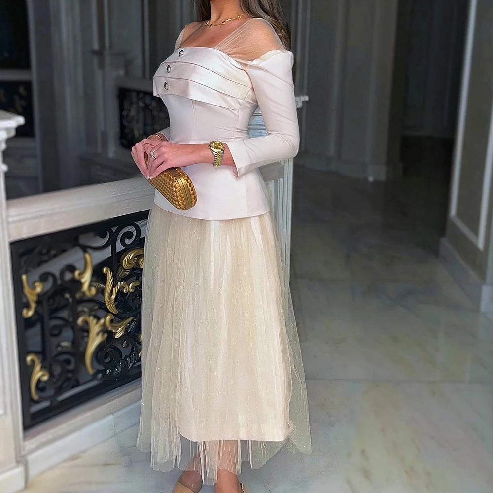Saudi Evening Dresses Classic Buttons Chiffon Off the Shoulder Pleats Ankle Length Pleats Elegant Luxury Evening Dress 2024
Saudi Evening Dresses Classic Buttons Chiffon Off the Shoulder Pleats Ankle Length Pleats Elegant Luxury Evening Dress 2024
