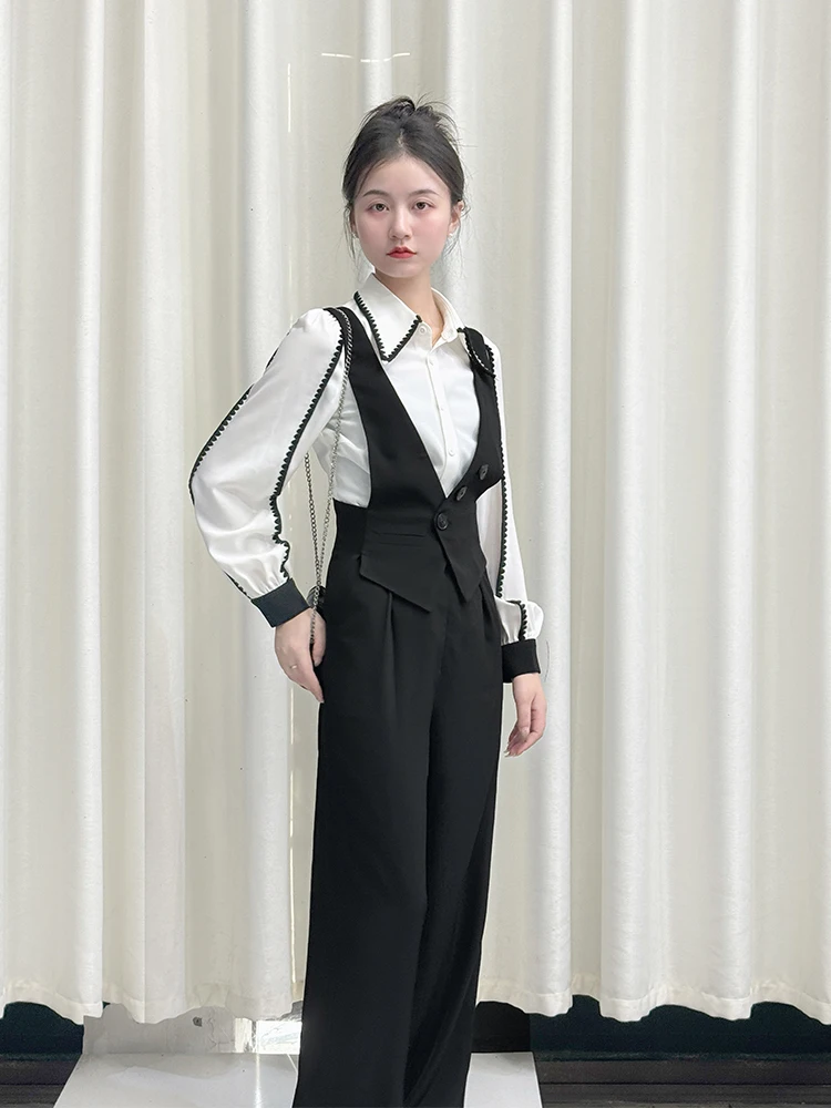 Elegant High-End Design Straight Leg Jumpsuit Color Block Shirt Two Piece Set for Women Fashionable Comfortable Polyester Fiber
Elegant High-End Design Straight Leg Jumpsuit Color Block Shirt Two Piece Set for Women Fashionable Comfortable Polyester Fiber