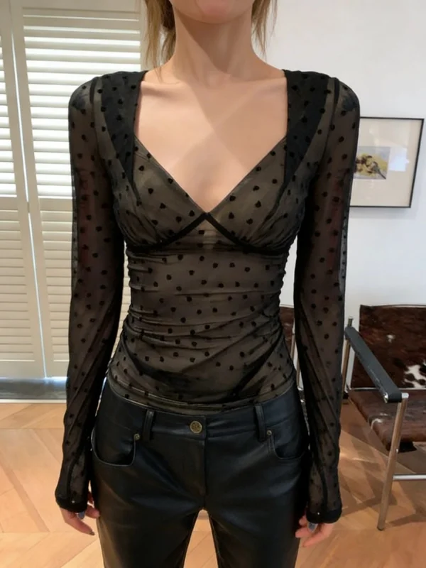 plus Size Women's Sexy Bla Polka Dot Me Base irt Waist Cinching Design Korean Sle Long Sve T-irt for Autumn Winter
plus Size Women's Sexy Bla Polka Dot Me Base irt Waist Cinching Design Korean Sle Long Sve T-irt for Autumn Winter