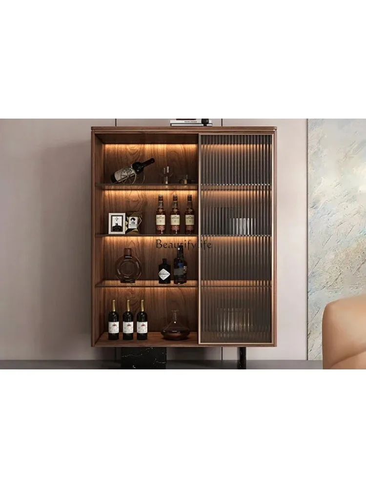 Italian minimalist black walnut wine cabinet light luxury high-end wall storage glass wine cabinet
Italian minimalist black walnut wine cabinet light luxury high-end wall storage glass wine cabinet
