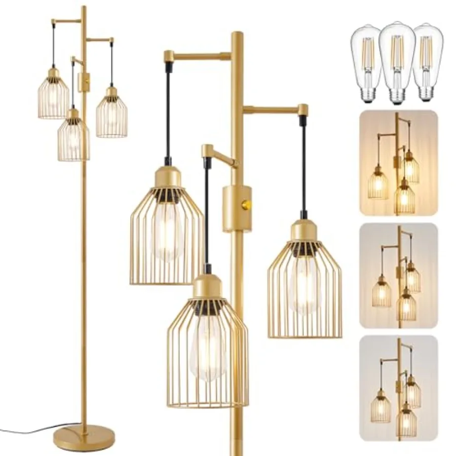 Dimmable Industrial Floor Lamp with 3 Cage Heads 68.5" Tree Standing Lamp with Stepless Dimming Modern Farmhouse Tall Pole Ligh
Dimmable Industrial Floor Lamp with 3 Cage Heads 68.5" Tree Standing Lamp with Stepless Dimming Modern Farmhouse Tall Pole Ligh