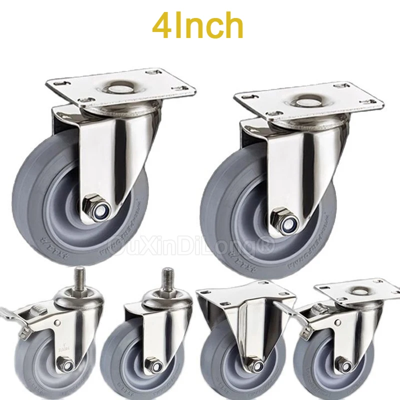 4PCS 4inch Caster Heavy Wheels TPR Rubber Castors Stainless Steel Brackets for Furniture Industrial Workbench Loading 260Lbs/Pcs
4PCS 4inch Caster Heavy Wheels TPR Rubber Castors Stainless Steel Brackets for Furniture Industrial Workbench Loading 260Lbs/Pcs