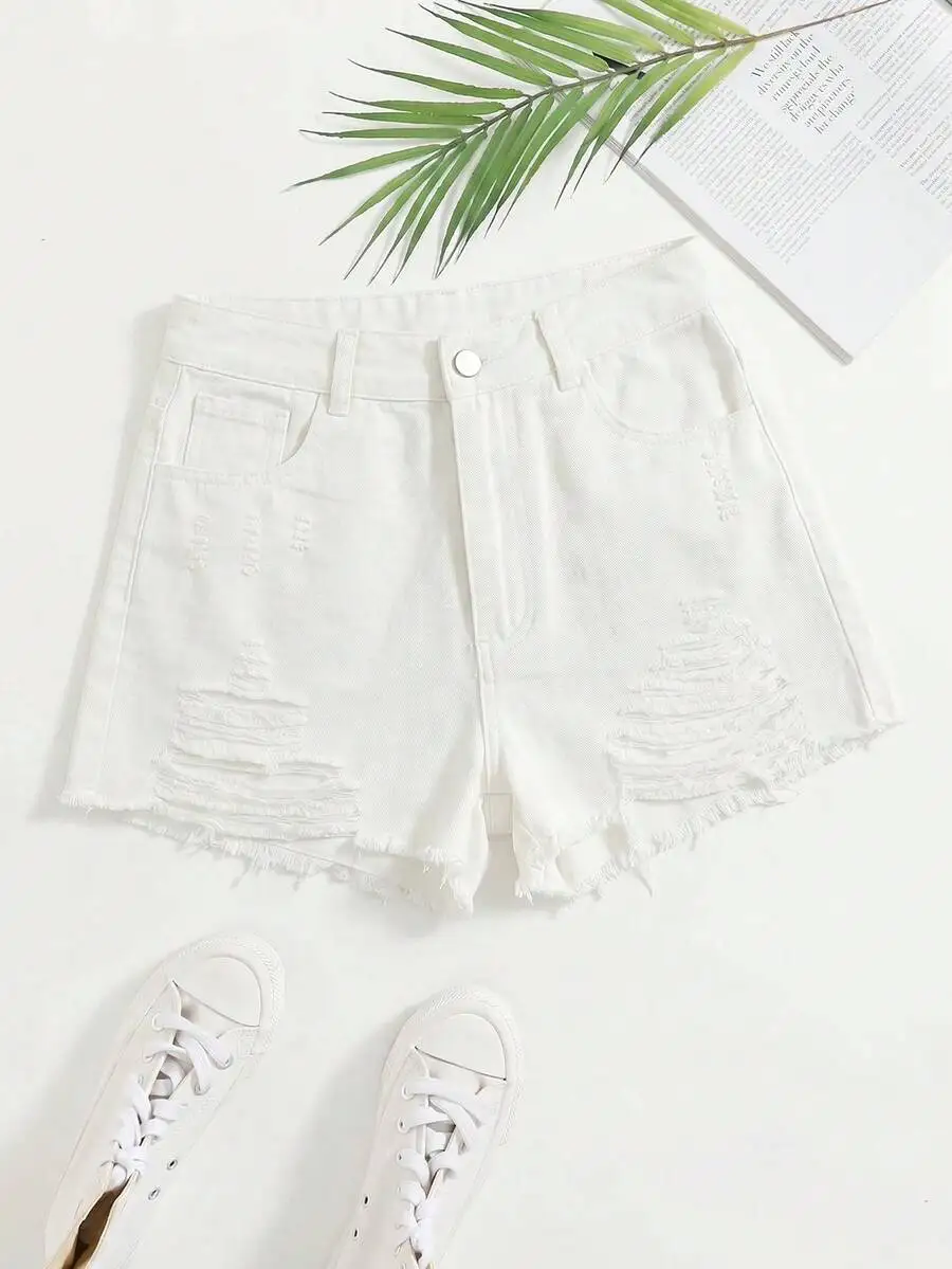 Womens Front Button Distressed Casual Denim Shorts
Womens Front Button Distressed Casual Denim Shorts