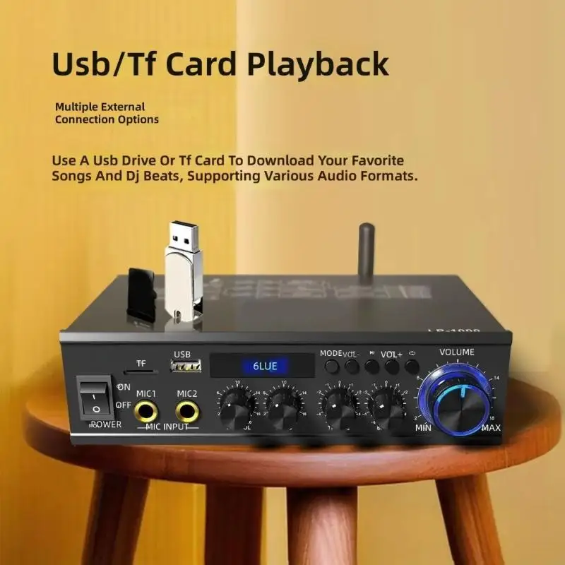 Bluetooth-Compatible 5.3 2.1Channel Stereo Amplifier With 50Wx2 100W Power For High Fidelitys Sound Reproduction 896C
Bluetooth-Compatible 5.3 2.1Channel Stereo Amplifier With 50Wx2 100W Power For High Fidelitys Sound Reproduction 896C