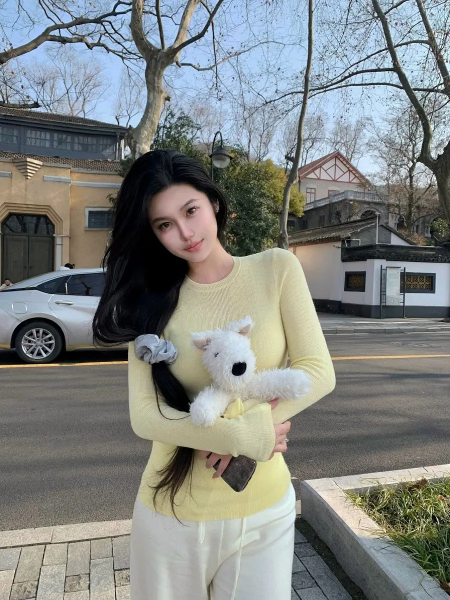 2024 Slim Fit Knitted Long Sleeve round Neck T-Shirt Women's Fashion Sexy Sweet And Spicy Polyester Fiber Pure Color Shirt
2024 Slim Fit Knitted Long Sleeve round Neck T-Shirt Women's Fashion Sexy Sweet And Spicy Polyester Fiber Pure Color Shirt