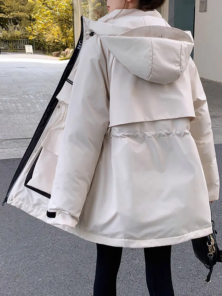 Women's down Cotton Jaet Winter New Sle Mid-Length Hooded Waist-Cinching Casual Workwear Coat Parka Loose Fit round Ne
Women's down Cotton Jaet Winter New Sle Mid-Length Hooded Waist-Cinching Casual Workwear Coat Parka Loose Fit round Ne