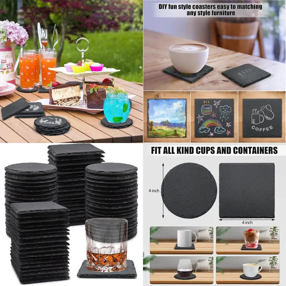 Набор из 72 подставок под напитки: 36 квадратных и 36 круглых, из черного камня, с лазерной гравировкой, для кофейни и кухни
Набор из 72 подставок под напитки: 36 квадратных и 36 круглых, из черного камня, с лазерной гравировкой, для кофейни и кухни