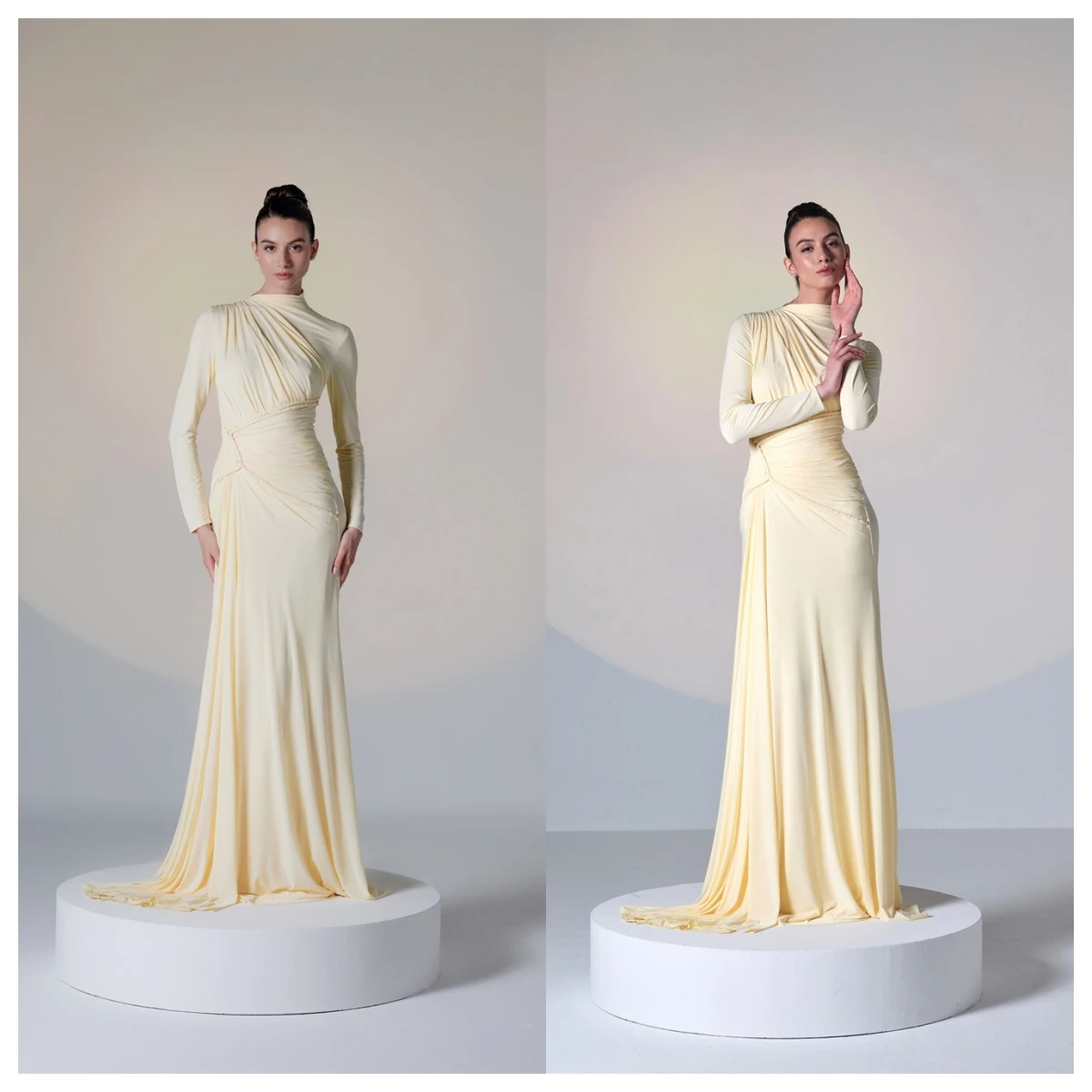 Customized Modern Yellow Jersey Evening Dress O-Neck Long Sleeves Special Occasion Gowns Celebrity Gowns High Quality Classic
Customized Modern Yellow Jersey Evening Dress O-Neck Long Sleeves Special Occasion Gowns Celebrity Gowns High Quality Classic