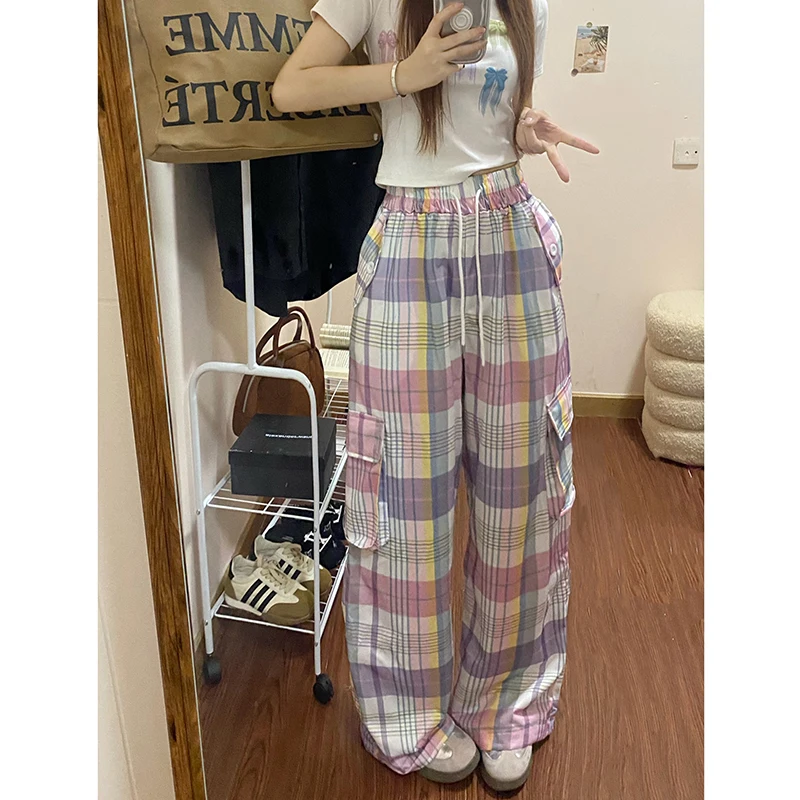 Rainbow Plaid Sweetheart Cargo Pants Women Dopamine Pocket Loose Casual Versatile Straight Pants Female
Rainbow Plaid Sweetheart Cargo Pants Women Dopamine Pocket Loose Casual Versatile Straight Pants Female