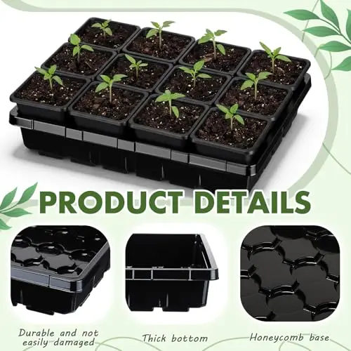 6-Pack Seedling Tray Set With 72 Thick-Bottom 3.5 Inch Square Pots, Honeycomb Base, Drainage Holes For Germination And
6-Pack Seedling Tray Set With 72 Thick-Bottom 3.5 Inch Square Pots, Honeycomb Base, Drainage Holes For Germination And