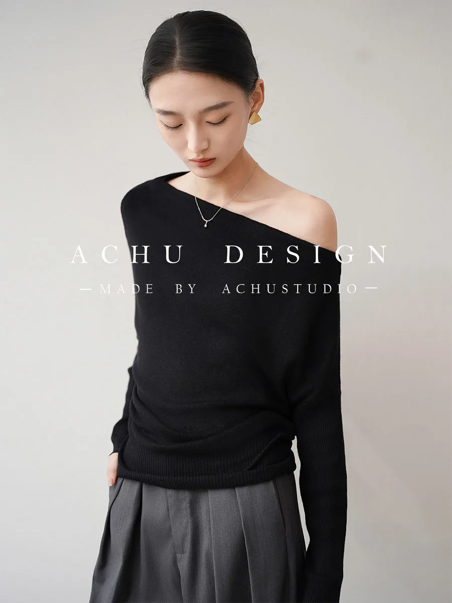 Bla Knitted oulder Bared Sweater Women's Casual Sle Long Sve Batwing Sve Soft Fabric Inner Wear Base irt
Bla Knitted oulder Bared Sweater Women's Casual Sle Long Sve Batwing Sve Soft Fabric Inner Wear Base irt